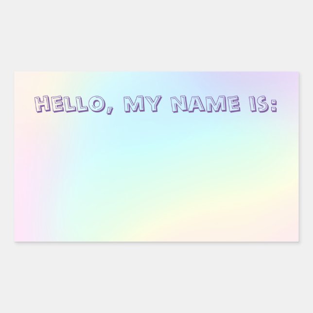 Pastel Rainbow Aesthetic Birthday Party Nametag Rectangular Sticker (Front)