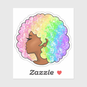 Pastel Rainbow Afro Portrait Groovy Retro Curly 