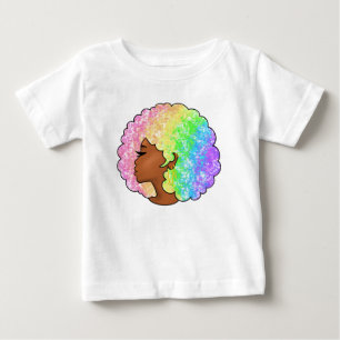 Pastel Rainbow Afro Portrait Groovy Retro Curly Baby T-Shirt