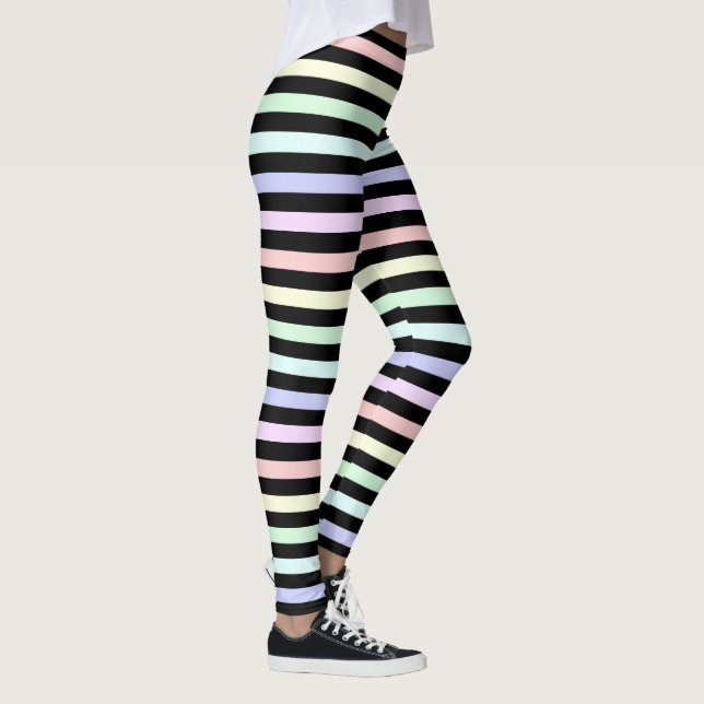 Pastel Rainbow and Black striped leggings (Right)