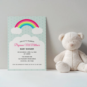Pastel Rainbow and Clouds Baby Shower Invitation