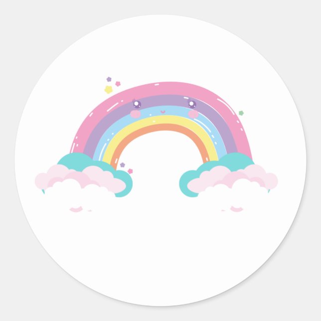 Pastel rainbow and clouds sticker (Front)