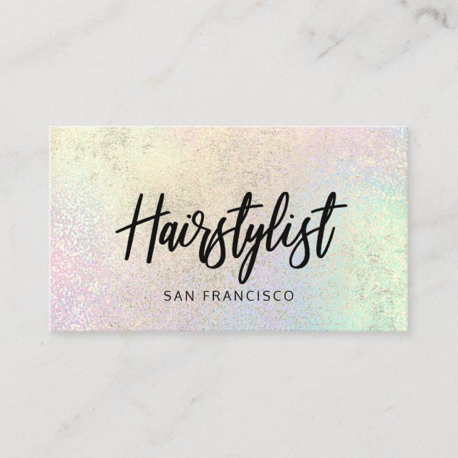 pastel rainbow and FAUX gold foil effect texture Business Card (Front)