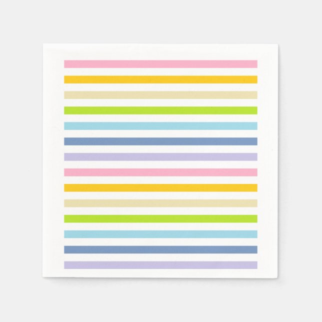 Pastel Rainbow and White Stripes Napkin (Front)
