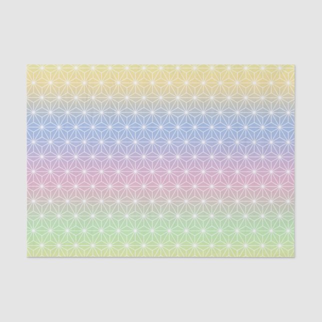 Pastel Rainbow Asanoha Geometric Stars Pattern Tissue Paper (Front)