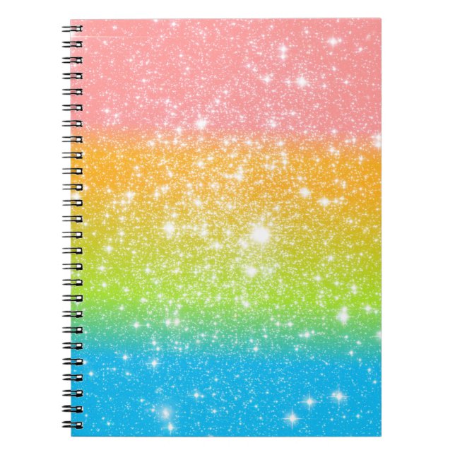 Pastel Rainbow Astral Glitter Notebook (Front)