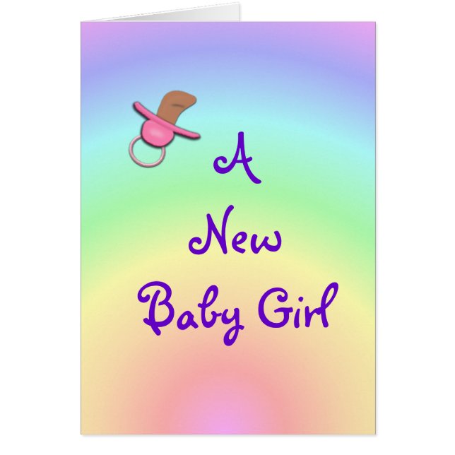 Pastel Rainbow Baby Announcemt card- customise (Front)