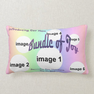 Pastel Rainbow Baby Girl Custom Photo Collage Lumbar Cushion
