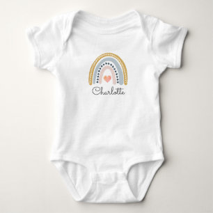 Pastel Rainbow Baby Name Hearts Bodysuit