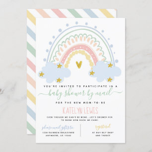 Pastel Rainbow Baby Shower by Mail Invitation