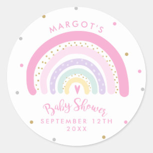 Pastel Rainbow Baby Shower Classic Round Sticker