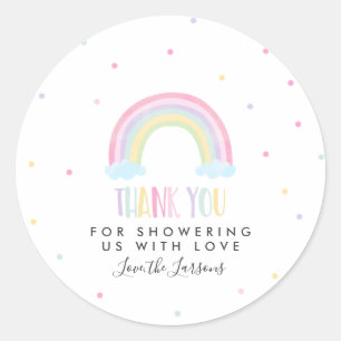 Pastel Rainbow Baby Shower Classic Round Sticker