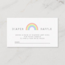 Pastel Rainbow Baby Shower Diaper Raffle Card