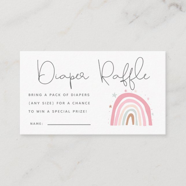 Pastel Rainbow Baby Shower Diaper Raffle Ticket Enclosure Card (Front)