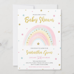 Pastel Rainbow Baby Shower Invitation