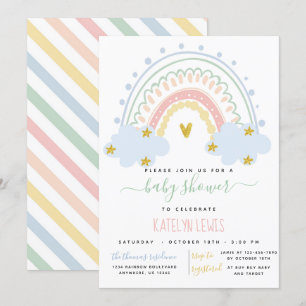Pastel Rainbow Baby Shower Invitation