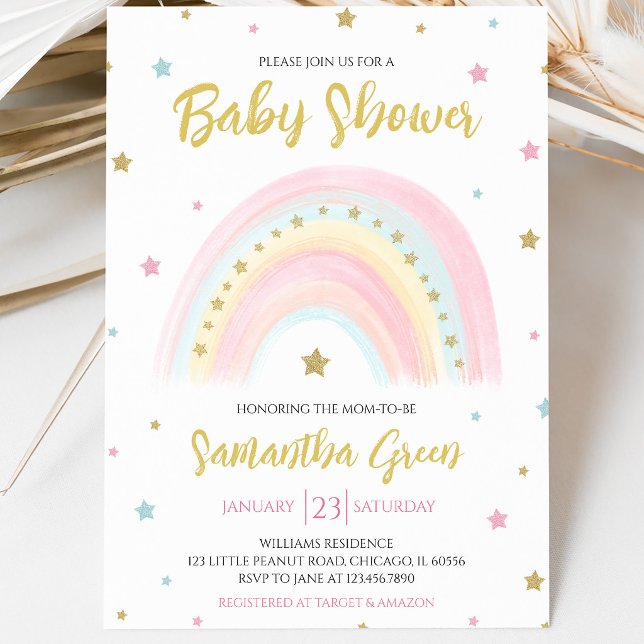 Pastel Rainbow Baby Shower Invitation (Creator Uploaded)
