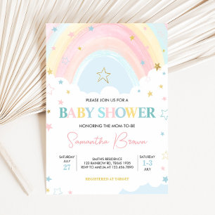Pastel Rainbow Baby Shower  Invitation