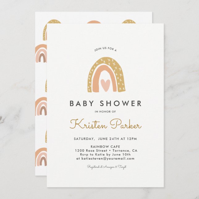 Pastel Rainbow Baby Shower Invitation Cards (Front/Back)