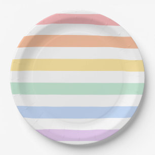Pastel Rainbow Baby Shower or Birthday Paper Plate