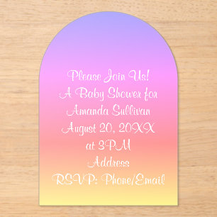 Pastel Rainbow Baby Shower Pink Blue Purple 4Amand Acrylic Invitations