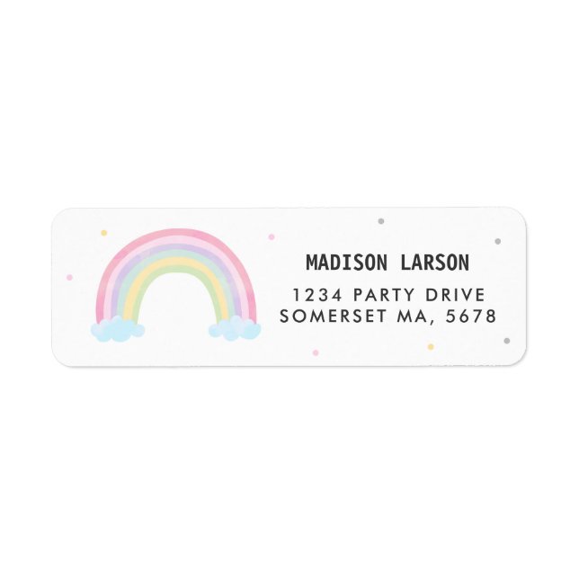 Pastel Rainbow Baby Shower Return Address Label (Front)