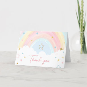 Pastel Rainbow Baby Shower  Thank You Card