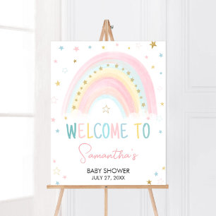 Pastel Rainbow Baby Shower Welcome Poster