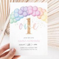Pastel Rainbow Balloon Arch 1st Birthday Party