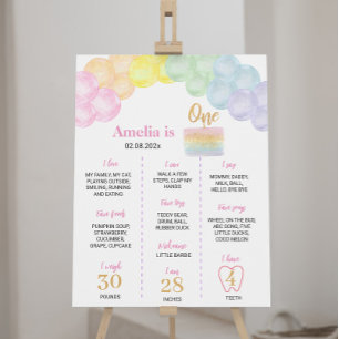 Pastel Rainbow Balloon Birthday Milestone Poster