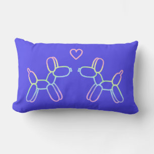 Pastel Rainbow Balloon Dogs on Purple Throw Pillow