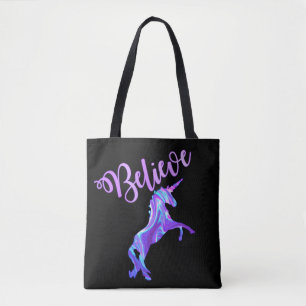Pastel Rainbow Believe In Unicorns Tote Bag