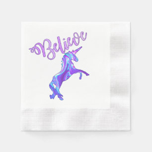 Pastel Rainbow Believe Unicorn Napkin