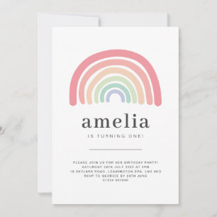 Pastel Rainbow Birthday Invitation