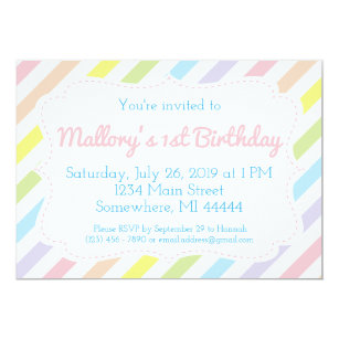Pastel Rainbow Birthday Invitation