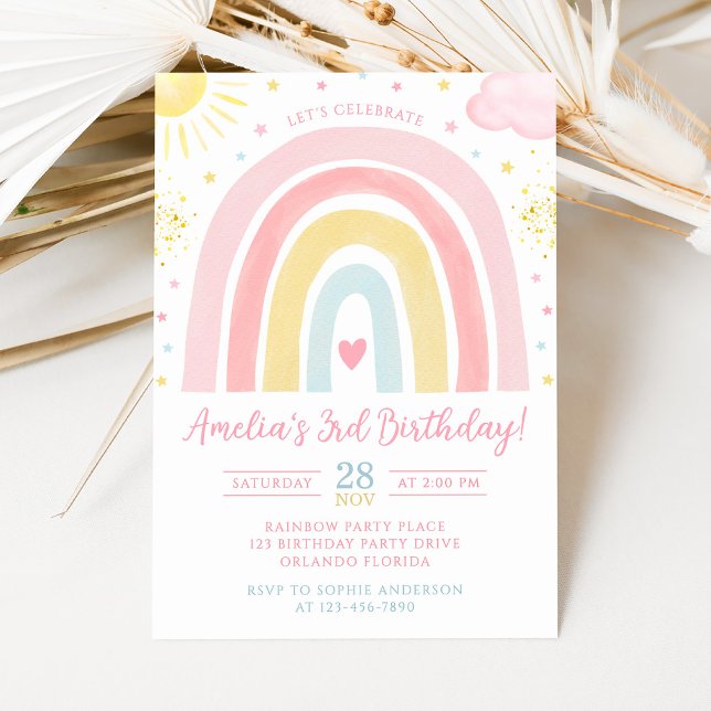 Pastel Rainbow Birthday Invitation (Creator Uploaded)