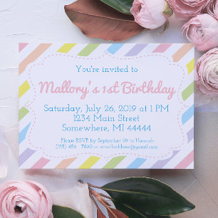Pastel Rainbow Birthday Invitation
