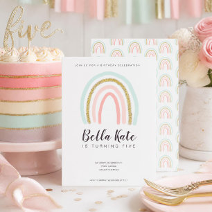 Pastel Rainbow Birthday Invitation Girl's Party