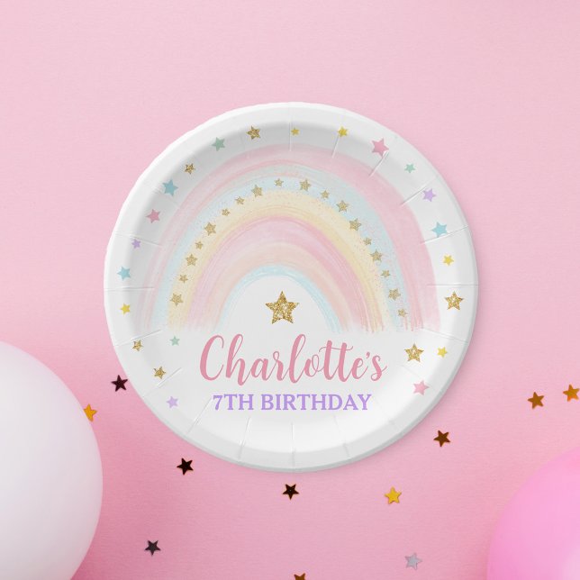 Pastel Rainbow Birthday Paper Plate (Creator Uploaded)