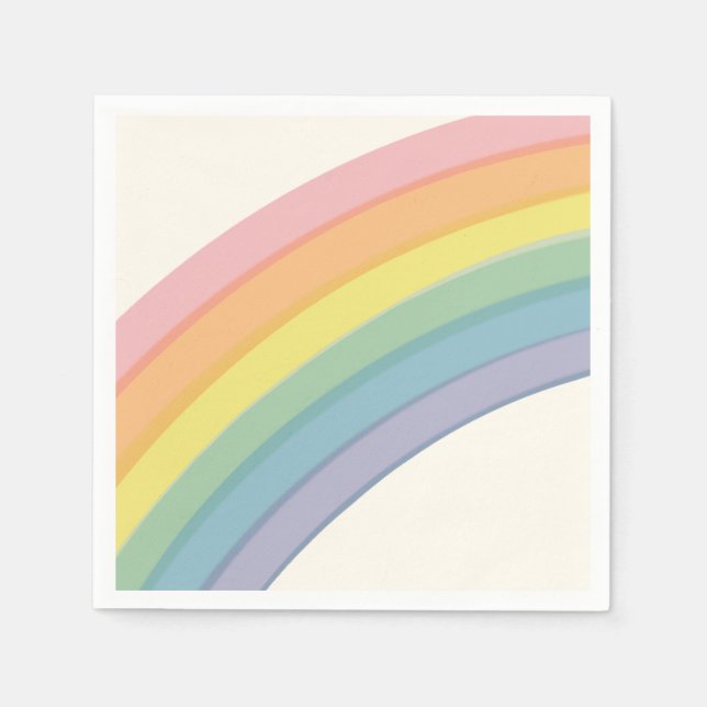 Pastel Rainbow Birthday Party Napkin (Front)