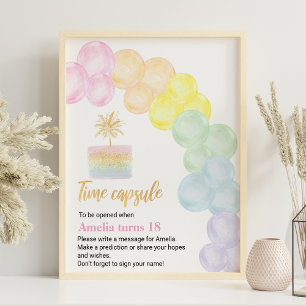 Pastel Rainbow Birthday Time Capsule Sign