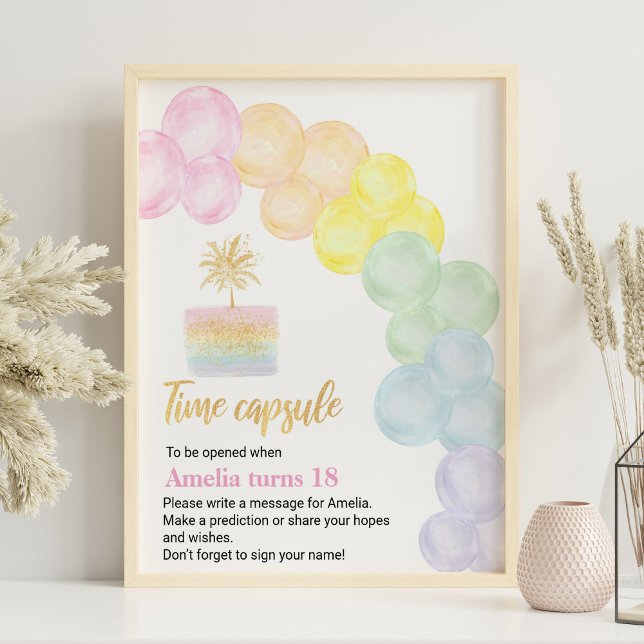 Pastel Rainbow Birthday Time Capsule Sign (Creator Uploaded)