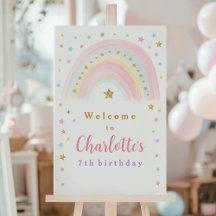 Pastel Rainbow Birthday Welcome Sign