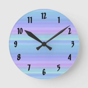 Pastel Rainbow Blue Purple Green Clock