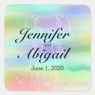 Pastel Rainbow Bride Blush Wedding Envelope Seal