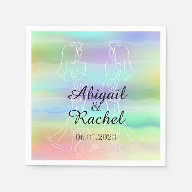 Pastel Rainbow Brides Wedding Napkin (Front)