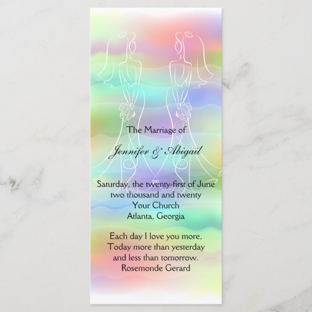 Pastel Rainbow Brides Wedding Program (Front)