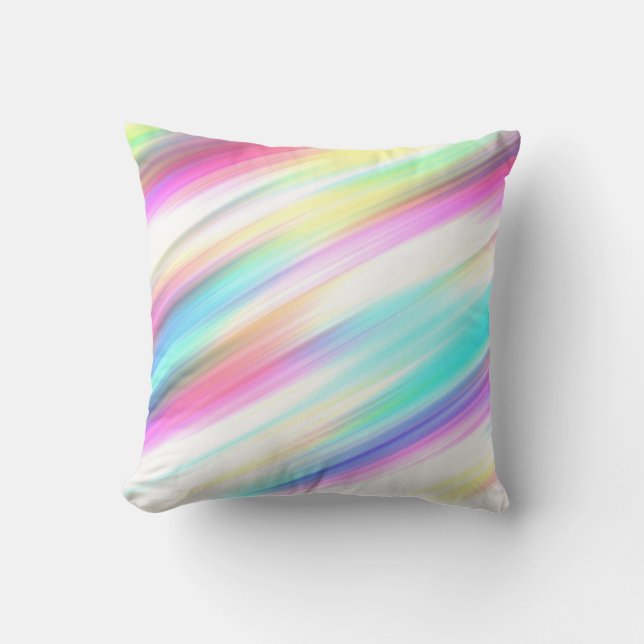 Pastel Rainbow Brush Strokes  Cushion (Front)