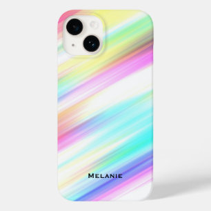 Pastel Rainbow Brush Strokes Personalised Case-Mate iPhone 14 Case