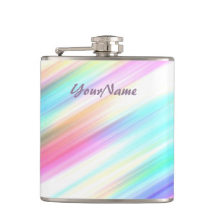 Pastel Rainbow Brush Strokes Personalised Hip Flask